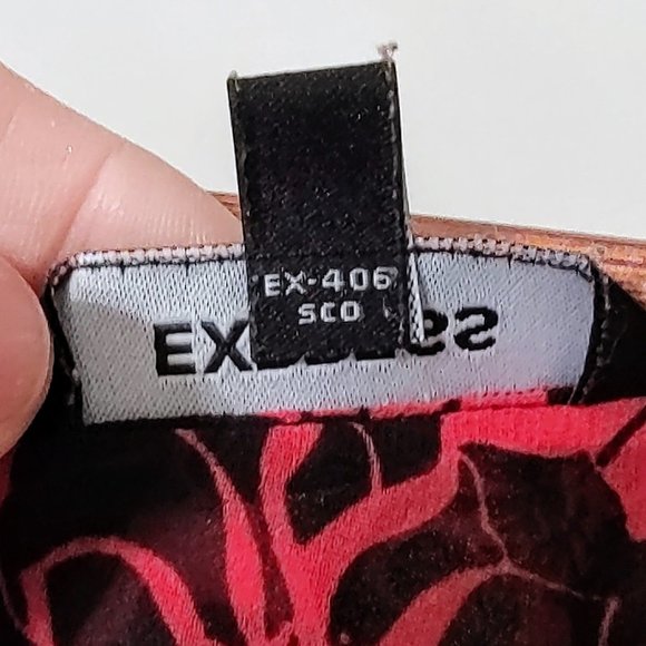 Women's Express Red and Black XS Sheer Top with Ruffled Sleeves with Belt Loops - Picture 5 of 7